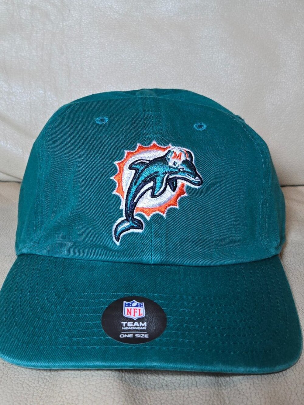 NFL Miami Dolphins Embroidered Logo Adult Aqua Orange Adj Hat Cap Football